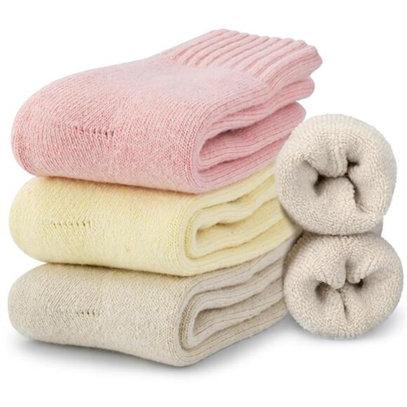 Thermal Thick Wool Blend Boot Socks Cozy Winter Fuzzy 3-Pack - Picture 8 of 14